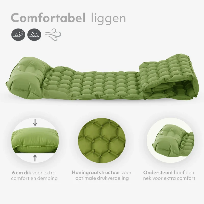 DERYAN – Luftmatratze für Camping – inklusive Tasche – Grün