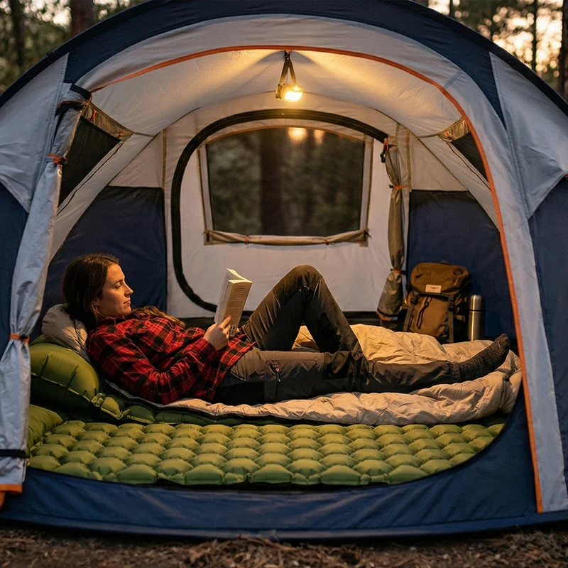 DERYAN – Luftmatratze für Camping – inklusive Tasche – Grün