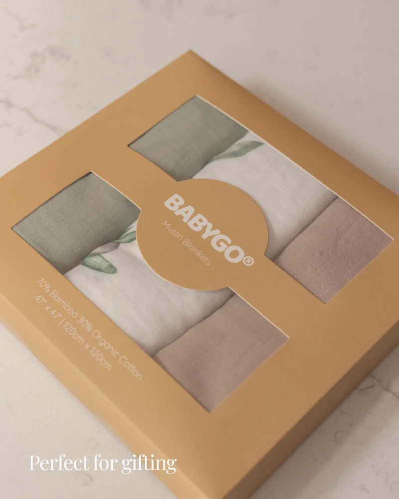 BABYGO® Große Musselin-Wickeldecke (3er-Pack)