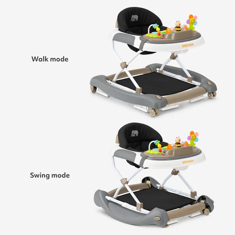 4-in-1 Lauflernwagen Schwarz & Braun