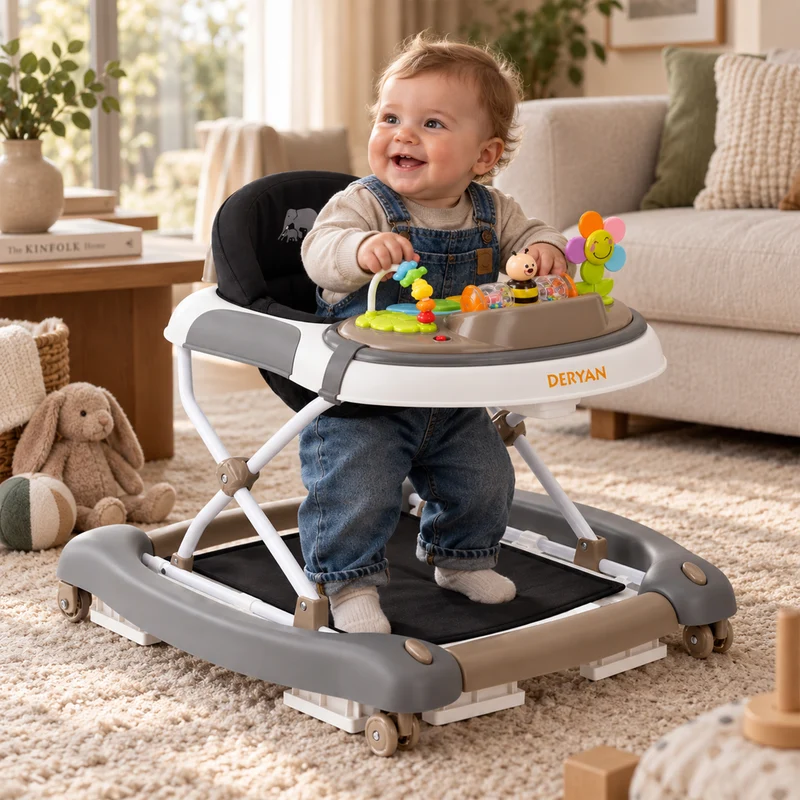 4-in-1 Lauflernwagen Schwarz & Braun