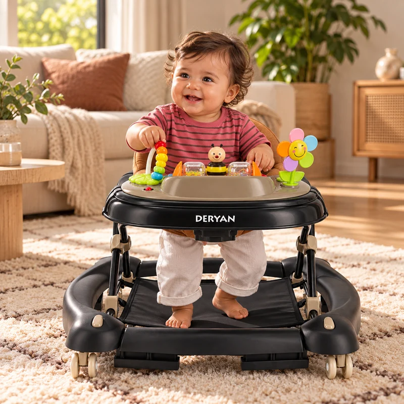 4-in-1 Lauflernwagen Schwarz & Nougat