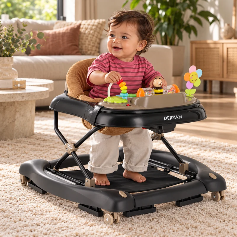 4-in-1 Lauflernwagen Schwarz & Nougat