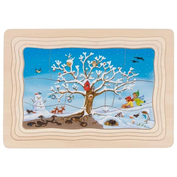 Goki 4 in1 Schichtenpuzzle Der Apfelbaum, 3J+