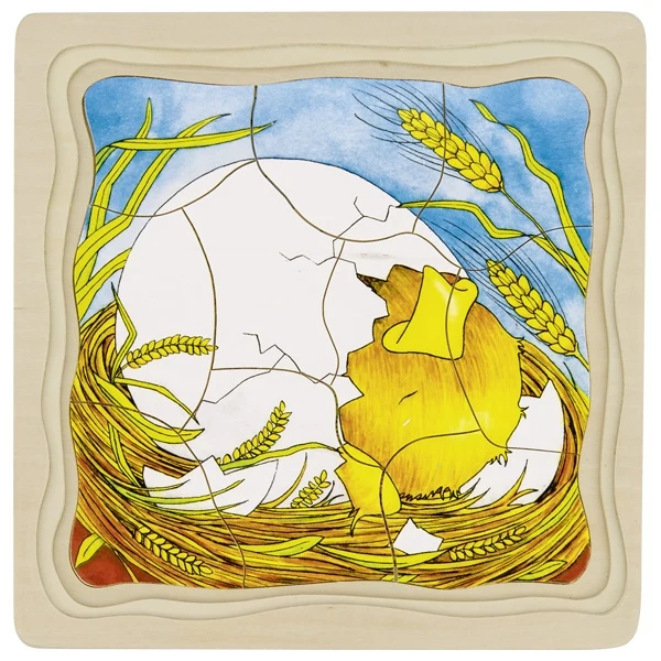 Goki 4 in1 Schichtenpuzzle Das Huhn, 3J+
