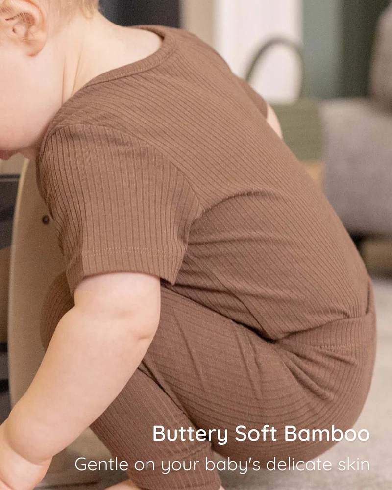 BABYGO® Mocha Kurzer Rippstrick-Body & Leggings