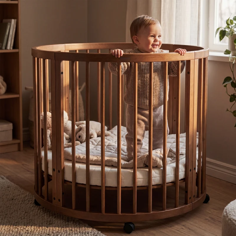 Willow Houten Ronde Box inclusief matras - Warm brown