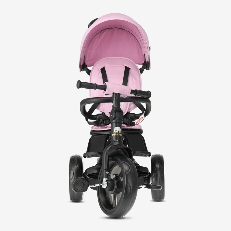Explorer Luxe Driewieler met duwstang - Opvouwbaar met mandje roze
