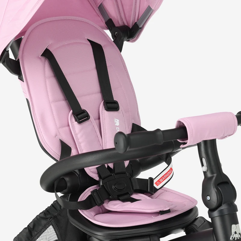 Explorer Luxe Driewieler met duwstang - Opvouwbaar met mandje roze
