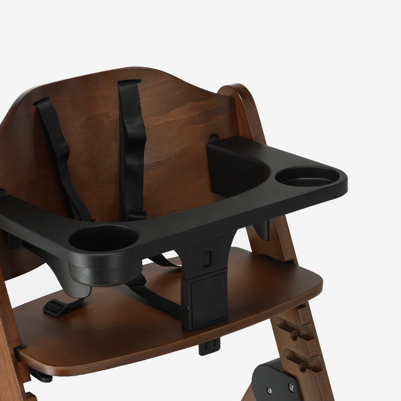 Odin Mitwachsender Holzstuhl mit Wippe und Esstischplatte – Warm Brown/Schwarz