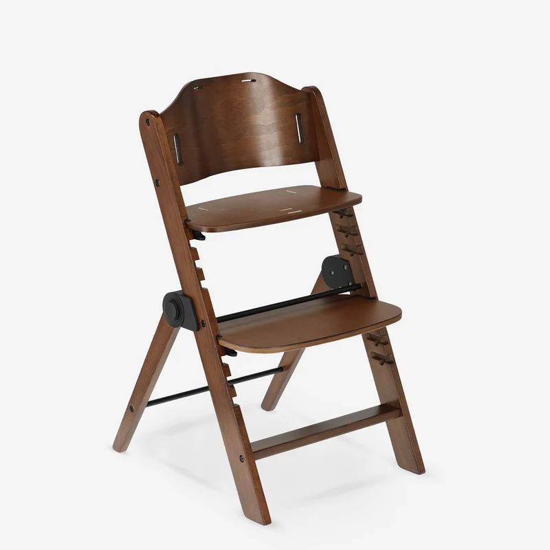 Odin Mitwachsender Holzstuhl mit Wippe und Esstischplatte – Warm Brown/Schwarz
