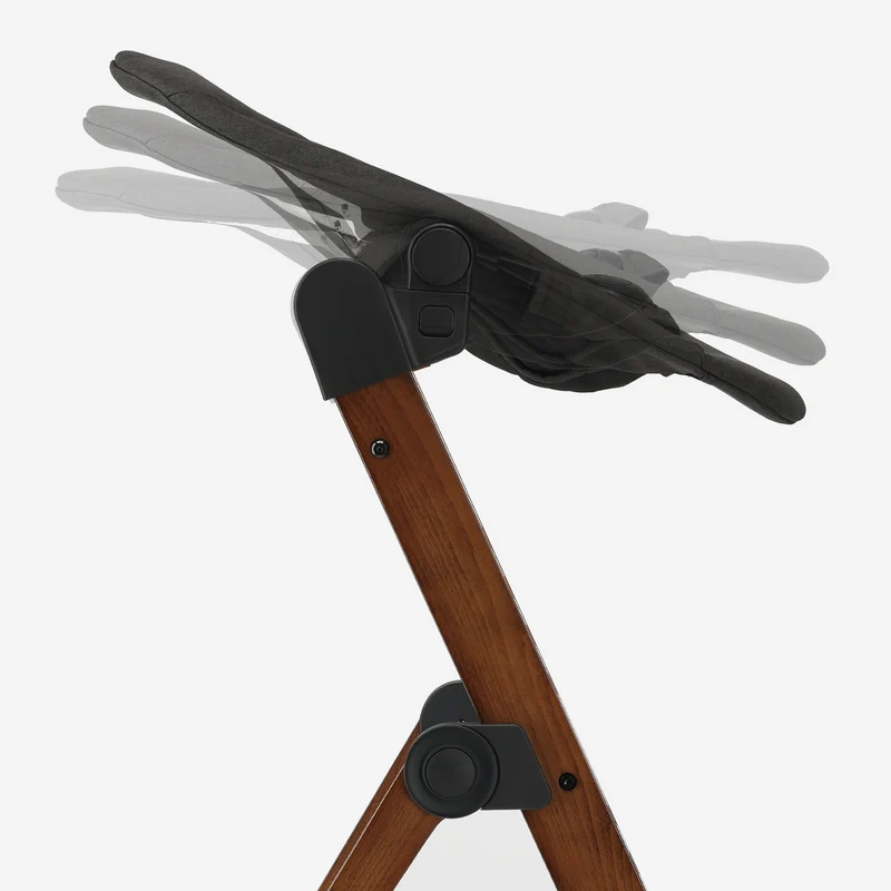 Odin Mitwachsender Holzstuhl mit Wippe und Esstischplatte – Warm Brown/Schwarz
