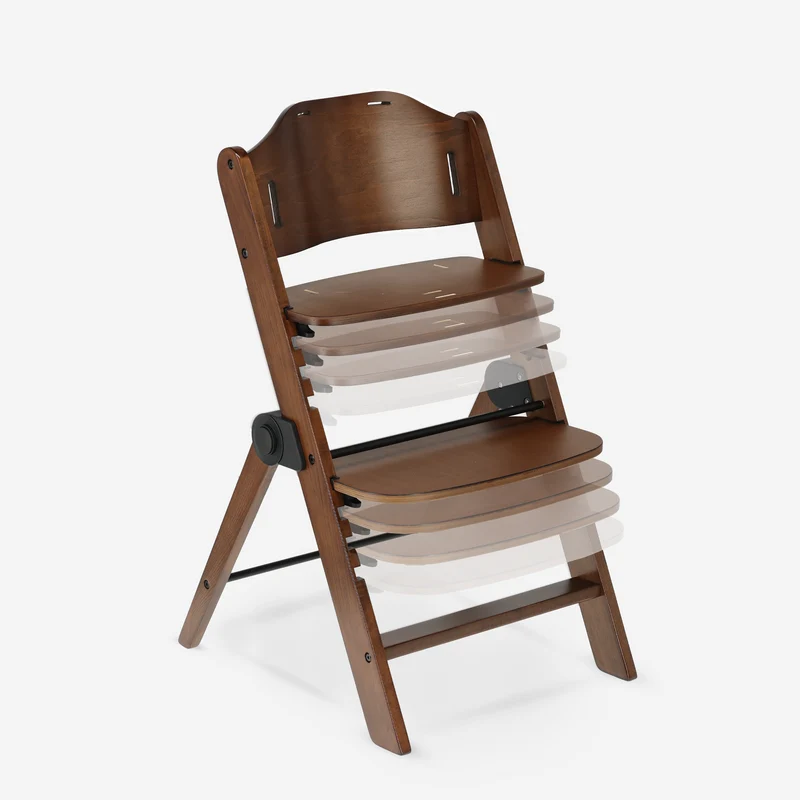 Odin Mitwachsender Holzstuhl mit Wippe und Esstischplatte – Warm Brown Nougat