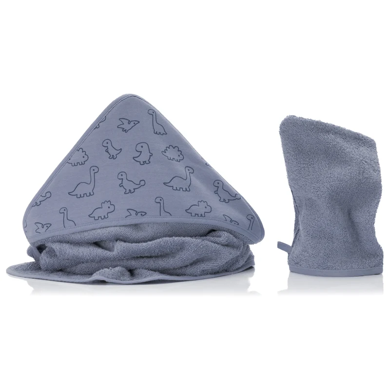Fillikid Kapuzenbadetuch Set Dinos Blau 100x100cm