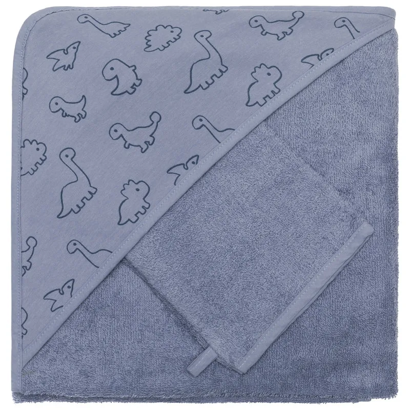 Fillikid Kapuzenbadetuch Set Dinos Blau 100x100cm