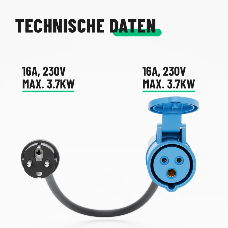 Schuko-auf-CEE-Adapter, 16 A, IP44