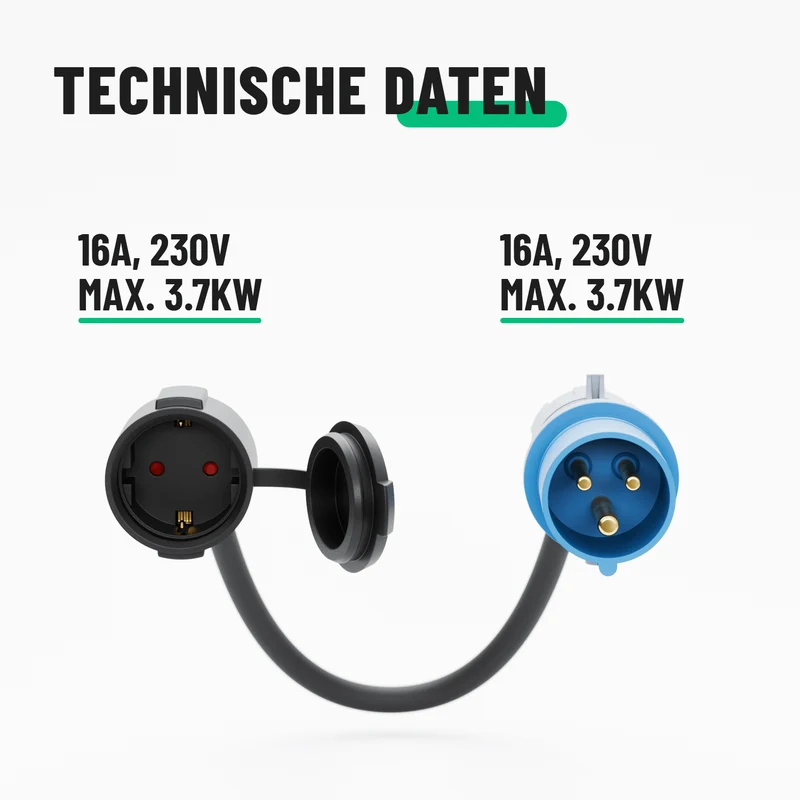 CEE-Schuko-Adapterset, 16 A, IP44