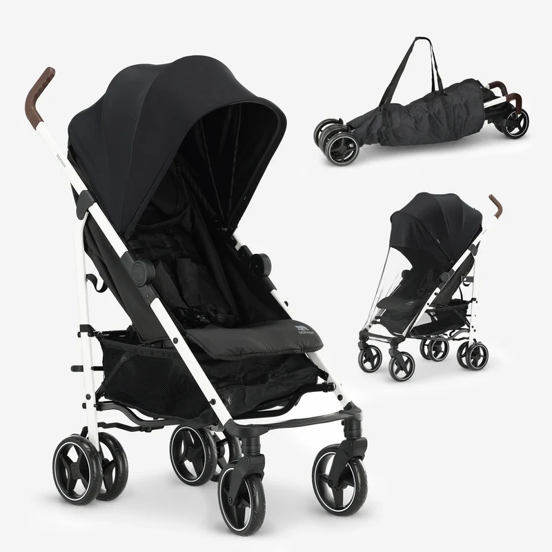 Bobbie Regenschirm-Kinderwagen bis 22 kg – Weißer Rahmen/Schwarz