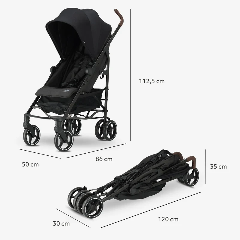 Bobbie Regenschirm-Kinderwagen bis 22 kg – Schwarz