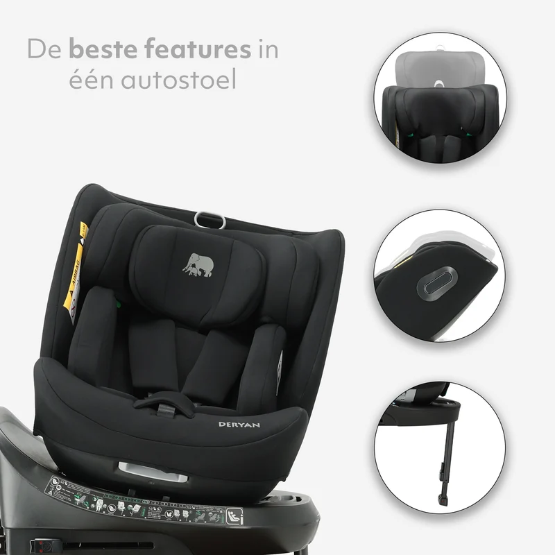 Carly Luxe i-Size-Autokindersitz 0–36 kg, Isofix, 360° – Schwarz