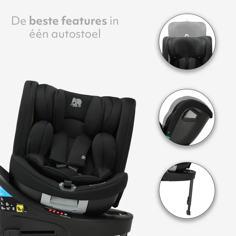 Chase Luxe i-Size-Autokindersitz 0–36 kg, Isofix, 360° – Schwarz