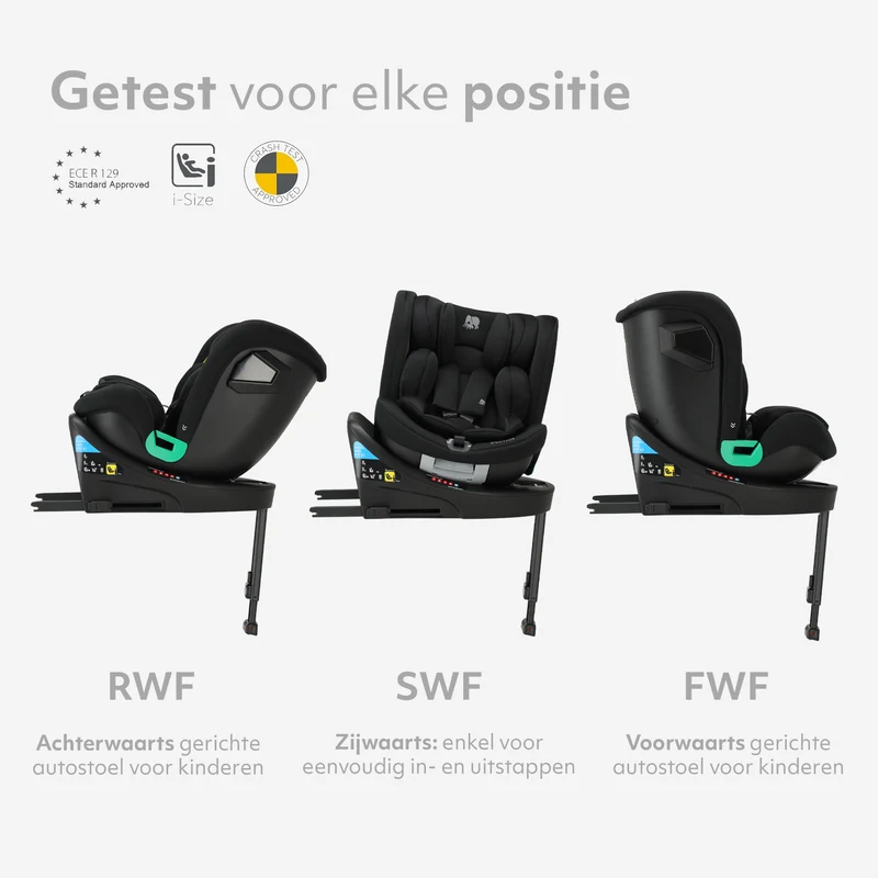 Chase Luxe i-Size-Autokindersitz 0–36 kg, Isofix, 360° – Schwarz