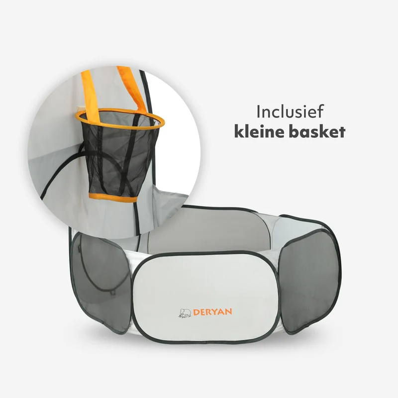 Deryan Luxuriöses Pop Up Kinderzelt - Spielzelt für Kinder - Basketball Ball Pit mit 45 Bällen - Silber