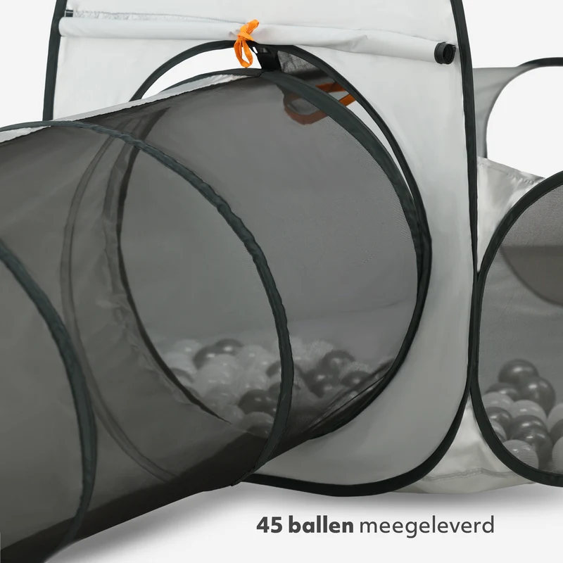 Deryan Luxuriöses Pop Up Kinderzelt - Spielzelt für Kinder - Basketball Ball Pit mit 45 Bällen - Silber