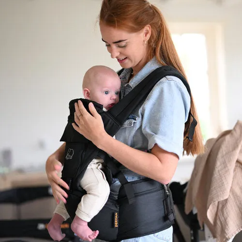Deryan Pack Luxe Ergonomische Babytrage + Aufbewahrungsboxen Schwarz
