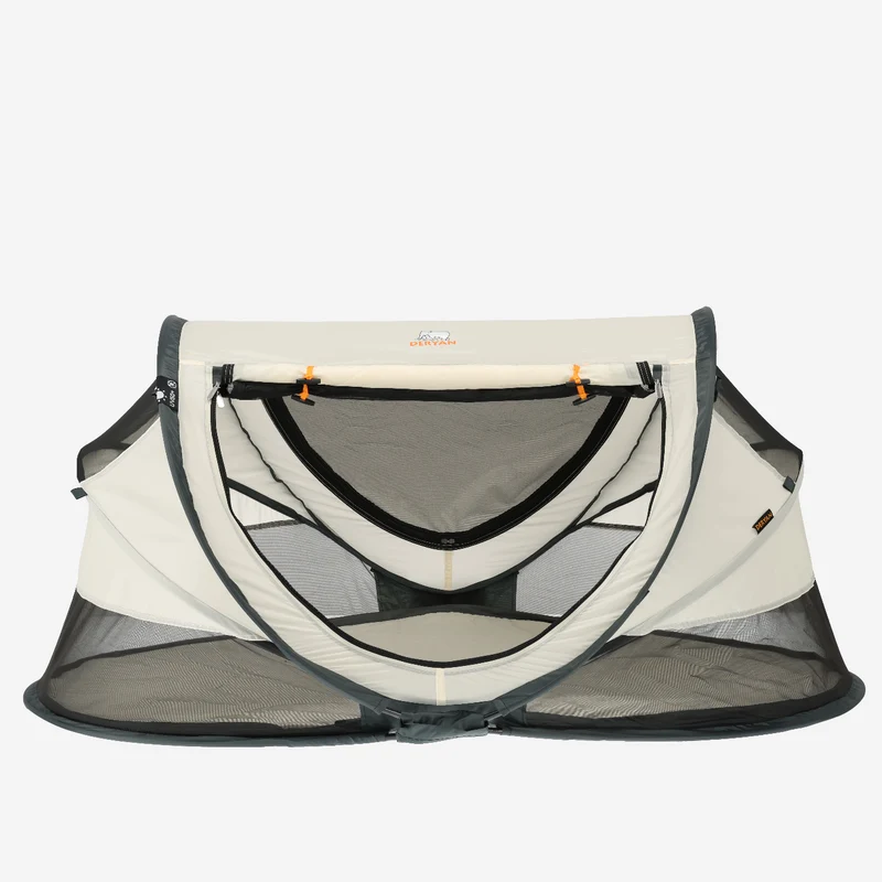 Deryan Kleinkind-Luxus-Campingbett - Inklusive selbstaufblasbarer Matratze - Creme