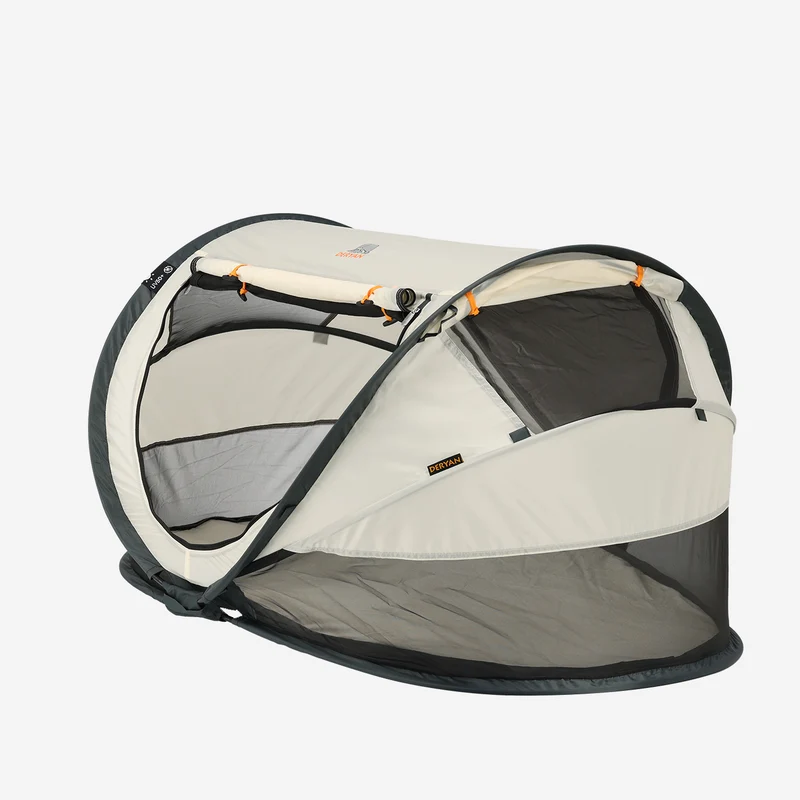 Deryan Kleinkind-Luxus-Campingbett - Inklusive selbstaufblasbarer Matratze - Creme