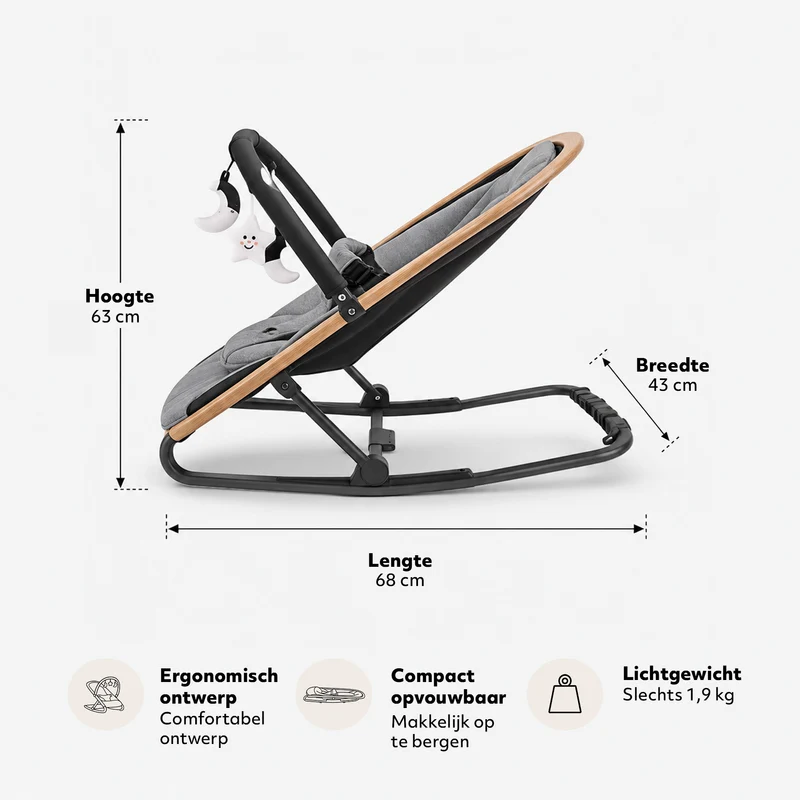 Deryan Babywippe Rocker Luxe 2-in-1 - Grau