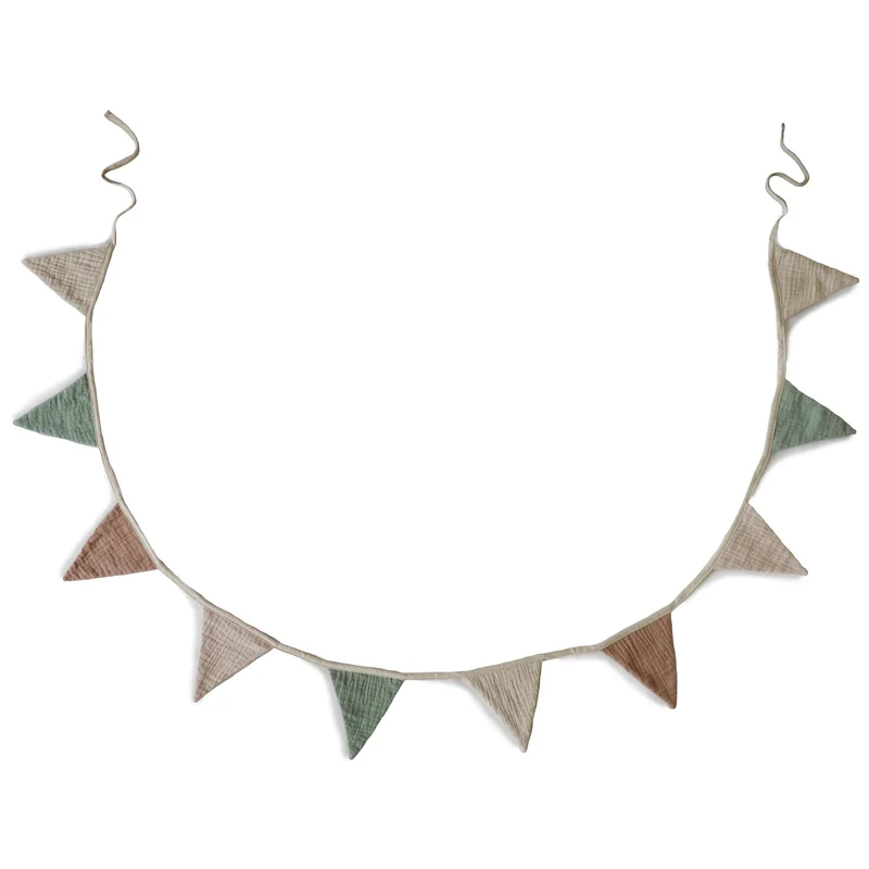 mushie Cloth Garland Musslin Stoff Wimpelkette in Naturtönen 2m