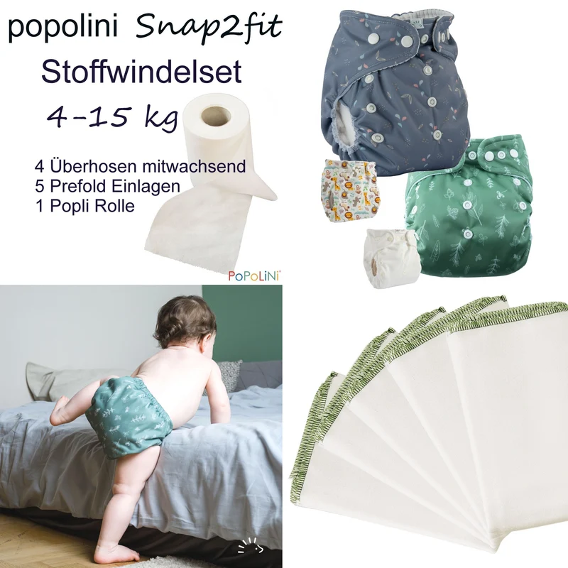 Popolini Stoffwindel Set mitwachsend "Snap2Fit"
