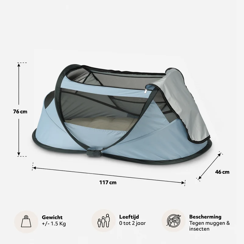 BabyBox Babyzelt Campingbett + Baumwolldecke – Sky Blue