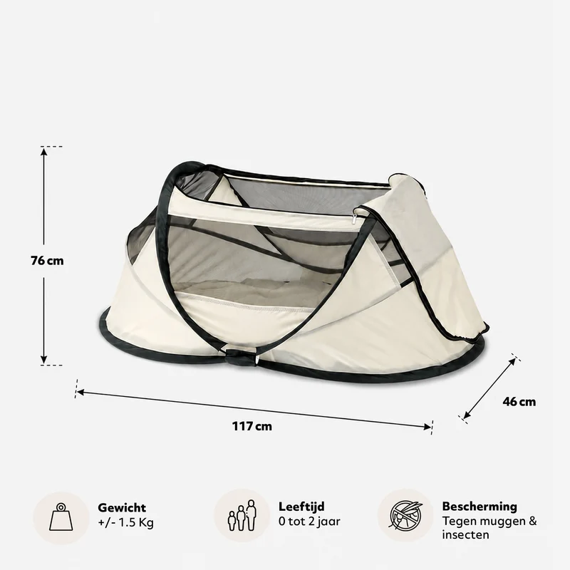 BabyBox Babyzelt Campingbett + Baumwolldecke – Creme