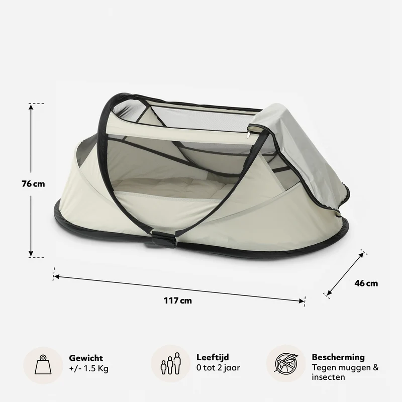 BabyBox Babyzelt Campingbett + Baumwoll-Decke – Elfenbein