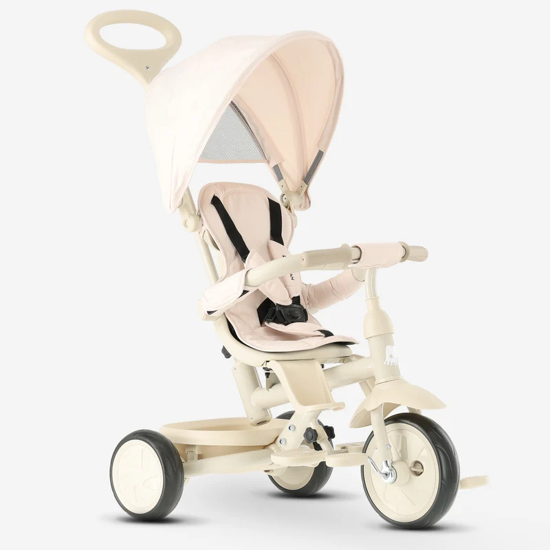 Adventurer Driewieler met duwstang Beige