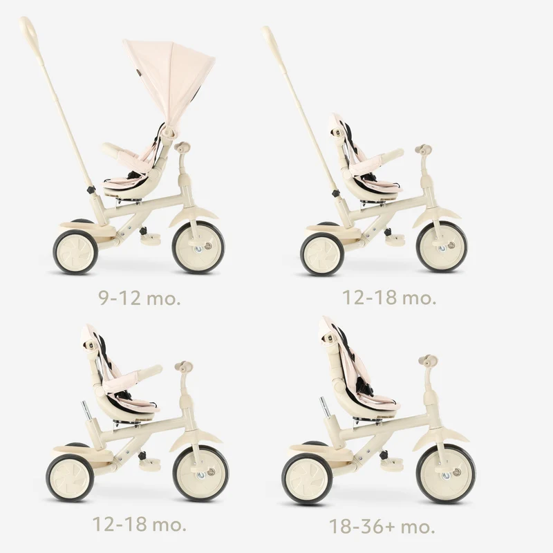 Adventurer Driewieler met duwstang Beige
