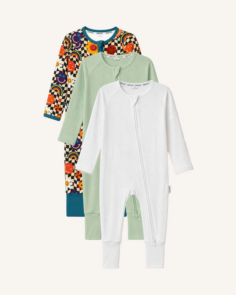 BABYGO® Schlafanzug mit Reißverschluss | 3er-Pack