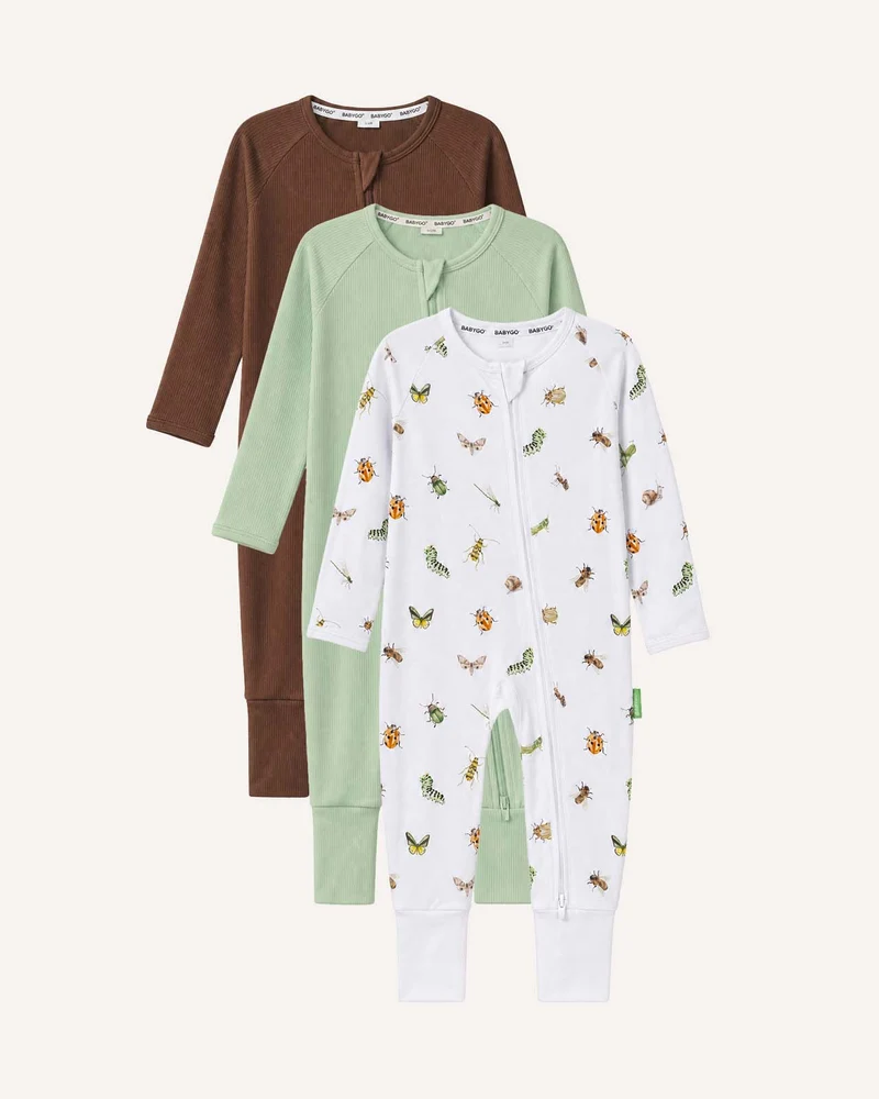 BABYGO® Schlafanzug mit Reißverschluss | 3er-Pack