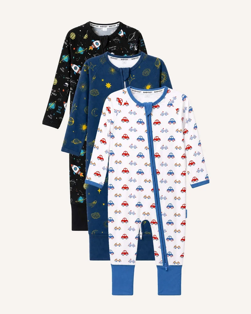 BABYGO® Schlafanzug mit Reißverschluss | 3er-Pack