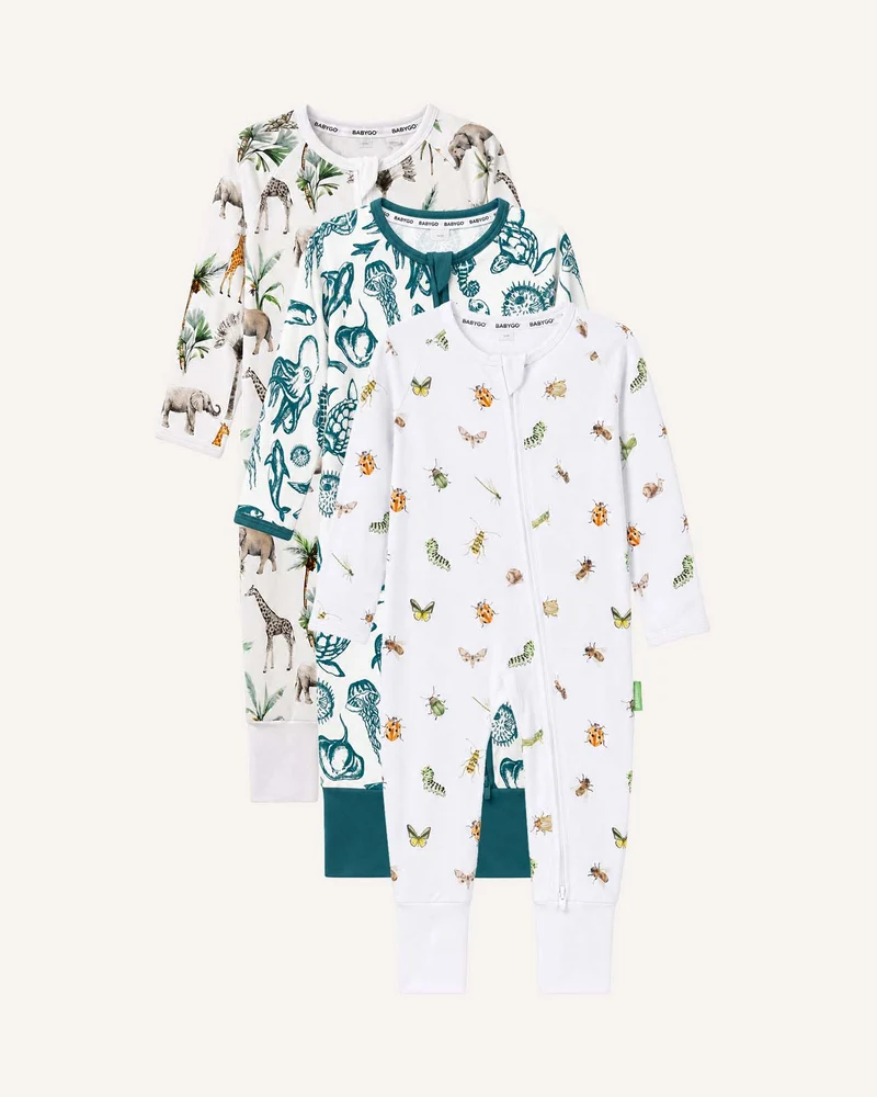 BABYGO® Schlafanzug mit Reißverschluss | 3er-Pack