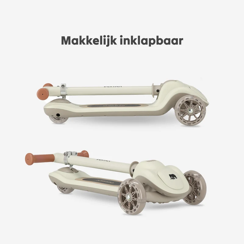 Harvey Kinder-Tretroller mit 3 Rädern – Altersgruppe 3+ – max. 50 kg – LED-Beleuchtung in den Rädern – höhenverstellbar 65–70–75–80 cm – Grau