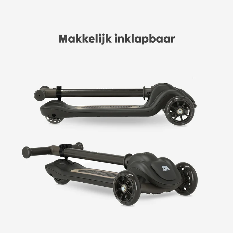 Harvey Kinder-Tretroller mit 3 Rädern – Altersgruppe 3+ – max. 50 kg – LED-Beleuchtung in den Rädern – höhenverstellbar 65–70–75–80 cm – Schwarz 4,6