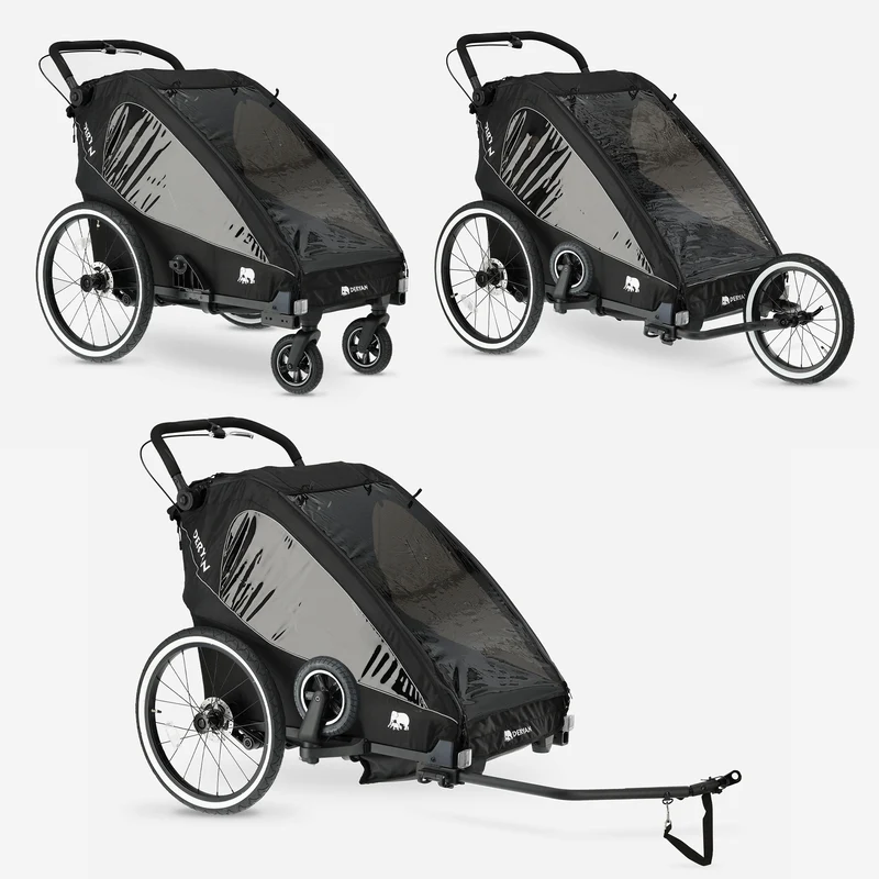 Luxe Fietskar V2 - Wandelwagen - Hardloopkinderwagen Zwart