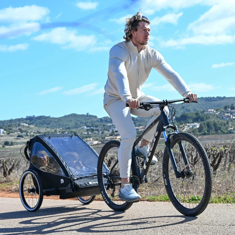 Luxe Fietskar V2 - Wandelwagen - Hardloopkinderwagen Zwart