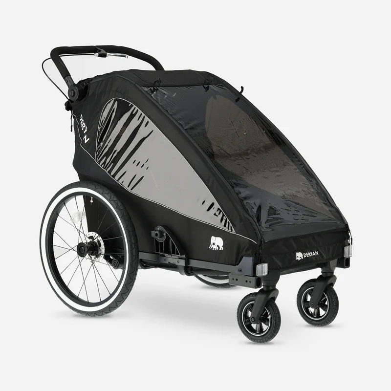 Luxe Fietskar V2 - Wandelwagen - Hardloopkinderwagen Zwart