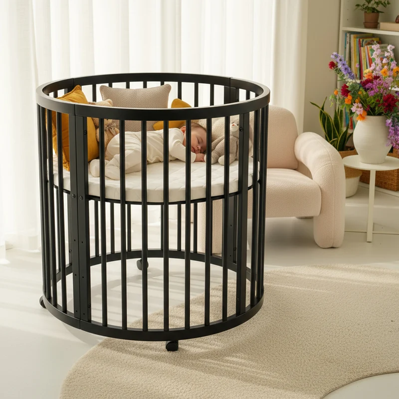 Willow Houten Ronde Box inclusief matras - Zwart