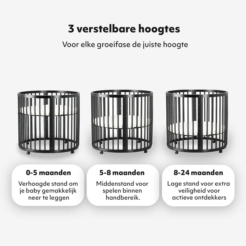 Willow Houten Ronde Box inclusief matras - Zwart